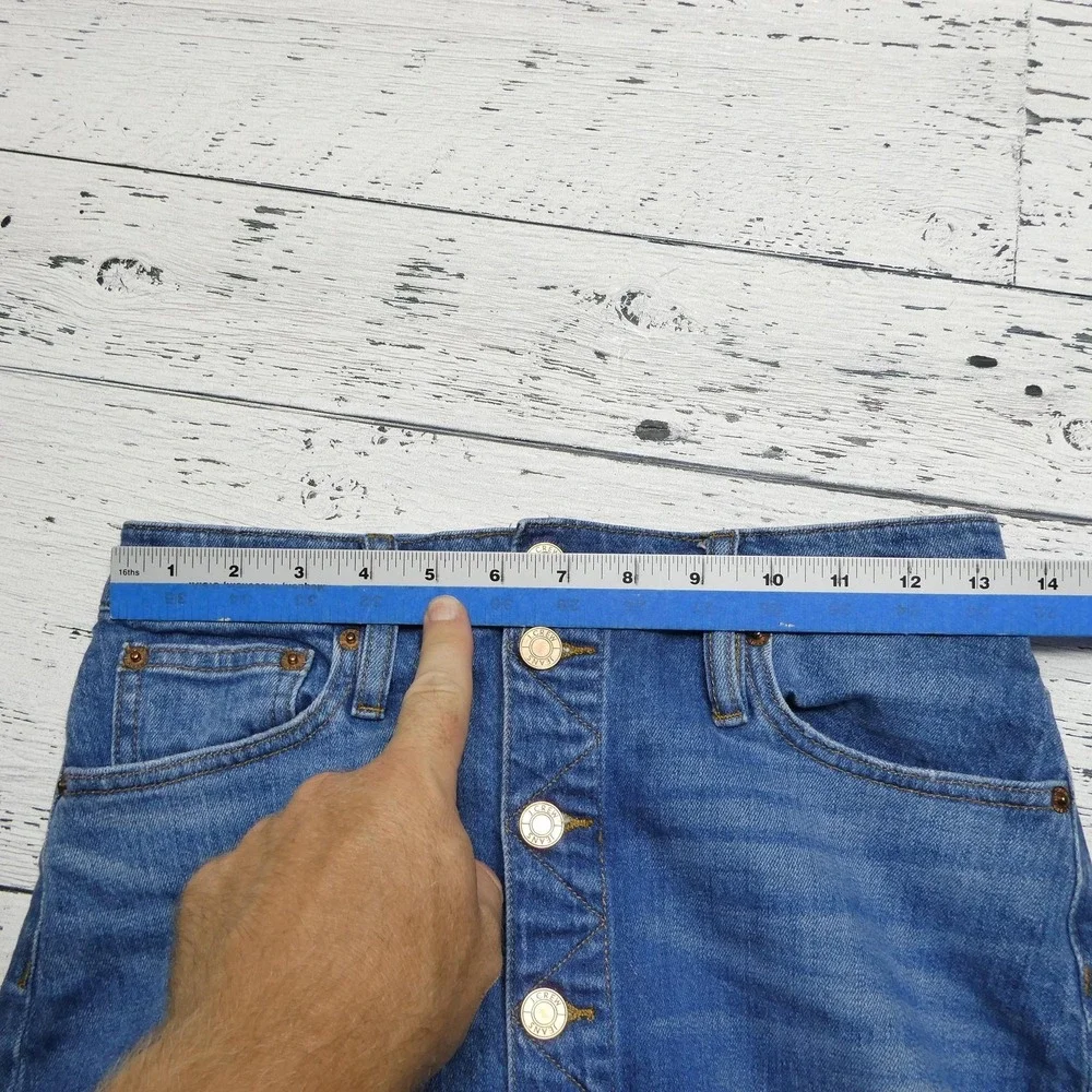J Crew Denim Skirt‎ Womens 26 Button Front Pencil Jean Pockets Classic Casual - Picture 3 of 6